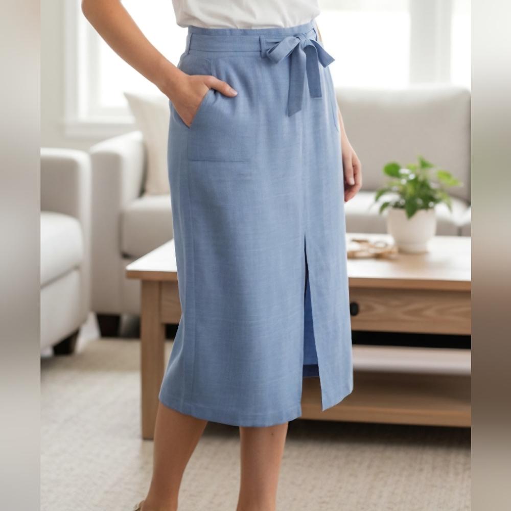 SOHO Apparel LTD Women's Skirt Size XL Blue Skirt Front Slit Elastic Waist NWT
